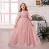 Exclusivo Transfronterizo Fiesta de Cumpleaños de Niña Vestido de Noche Performance de Piano Falda Larga Esponjosa Falda de Dama de Boda para Niña