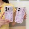 Funda popular y linda de arena líquida con personaje KT para teléfono, adecuada para iPhone 17 Pro Max, funda creativa para Apple 16 Pro, estilo coreano 15 Pro