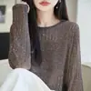 Tricô de Moda Floral Vazado High-Light Francês para Mulheres Emagrecedor Versátil Camada Base de Suéter Top Casual Relaxado