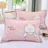 Funda de almohada de algodón puro con botones a presión, una sola pieza, adecuada para almohadas de jardín de infancia y de estudiante, 35* Algodón de gasa para niños