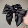 Elegante de alta qualidade Elegante Cabelo Corda Preto Cetim Grande Arco Haste de Cabelo Colher Feminino Doce Rabo de Cavalo Alto Headline Headwear