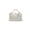 Bolso de Mano Europeo y Americano con Corte y Incrustaciones de Diamantes para Cena de Mujer 2025 Bolso Cruzado de Lentejuelas Bordadas con Cadena de Hojas Moderno