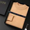 Caixa de Presente Suéter Masculino de Caxemira Gola Meia-Alta Lã Grossa Quente Malha Casual Camada Base Suéter de Caxemira de Cabra Inverno