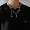 Collar de Oso Manzana Apilado de Doble Capa de Acero de Titanio Cadena para Clavícula con Sentido de Diseño de Nicho Femenino Estilo Hip Hop Punk Accesorios de Moda
