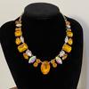 Collar exagerado y único de diamantes completos europeos y americanos con gemas de colores, collar de banquete de moda súper brillante, accesorio de lujo ligero para celebridades femeninas