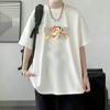Verano Nueva Camiseta de Seda de Hielo a la Moda Suelta Estilo Hong Kong Estampada Cuello Redondo Manga Corta Camiseta Moda Femenina Combinable Camiseta Fresca