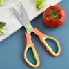 Tijeras de Cocina de Plástico Bicolor, Tijeras para Verduras, Tijeras para Carne, Abre nueces, Acero Inoxidable Multifuncional