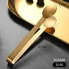 Pinça de Gelo Espessa de Aço Inoxidável 304, Galvanizada em Ouro Rosé, Preto Colorido Deslumbrante, Pinça de Gelo com Dentes, Pinça para Balde de Gelo, Grampo de Gelo