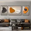 Pintura decorativa moderna minimalista para sala de estar, arte abstrato em linha, pintura para pendurar na parede de fundo do sofá, tríptico de atmosfera de alta qualidade