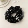 Goma de Pelo Versátil de Tela con Lunares y Lazo para Mujer, Coleta Dulce para el Cabello, Elegante Accesorio para Cola de Caballo para Mujer