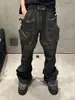 Calça jeans de trabalho americana de alta qualidade, estilo cargo, com múltiplos bolsos e aspecto desgastado, para homens, marca de moda de rua, calça casual reta solta