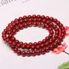 Pulsera de Tres Círculos de Cinabrio Dorado Púrpura de Contenido Alto y Bajo Natural, Pulsera de Arena Roja Arena Imperial para Hombres y Mujeres, Aproximadamente 6-8 mm, Al por Mayor