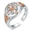 Anillo Celta Bicolor Transfronterizo Europeo y Americano Diseño de Nicho para Mujer Lujo Ligero Gama Alta Anillo de Bruja Regalo para Novia