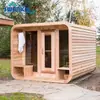 Producción de madera maciza de cedro rojo al aire libre cuadrado sauna sala de vapor seco sauna familiar multi-persona sala de vapor de sudoración