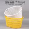 Venta al por mayor de fábrica cesta redonda de plástico engrosado para frutas y verduras, cesta de almacenamiento para rábano sandía fresco, cesta de plástico de doble asa para rotación