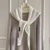 Bufanda Triangular de Punto Beige con Calados para Mujer, Chal, Chaleco, Bufanda para el Cuello, Falda de Alta Gama, Bufanda para la Cintura, Bufanda Cinturón