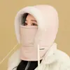 Chapéu de Inverno Quente Chapéu Lei Feng para Homens e Mulheres com Proteção para Ouvidos, Forrado com Fleece, Espessado, Máscara à Prova de Frio, Chapéu com Cachecol Integrado, À Prova de Vento para Pedalar