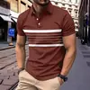 2025 Estación Independiente Transfronteriza Europea y Americana Camisa Polo de Manga Corta Rayada Nueva para Hombre Camisa Polo Casual para Exteriores Impresa en 3D