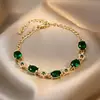 Verde Limón~Verde Primavera y Verano Flor de Circonita Gota de Agua Pulsera, Sensación de Lujo Ligero de Alta Gama, Accesorio de Mano Fresco y Dulce