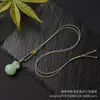 Colar Pingente de Cabacinha de Jade Hetian Sintético para Homens e Mulheres Estilo Chinês Corrente de Suéter Trançada Pingente Ornamento