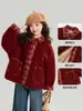 Abrigo Infantil Pudding Haru 2025 Invierno Nuevo Abrigo de Lana de Cordero con Lana Extra y Engrosado para Ropa Festiva de Año Nuevo para Niñas