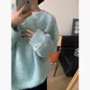 Suéter Pulôver Soltinho Plus Size Outono/Inverno 2026 para Mulheres, Gola Redonda, Estilo Preguiçoso, Manga Longa, Macio e Fofo, Top de Tricô Estampado para Mulheres