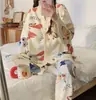 Cárdigan Pijama de Mujer Transfronterizo Venta al por Mayor Nuevo Primavera y Otoño 2027 Manga Larga Estilo Lindo Ins Ropa de Casa para Niñas