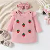 Comercio Exterior Transfronterizo Otoño Nuevo Traje de Falda con Tirantes y Bata de Manga Larga Rayada Rosa Bebé con Varios Diseños Venta al por Mayor