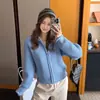 Cárdigan de punto gofre LEKA con cuello alto para mujer 2026 Otoño/Invierno Nuevo Suelto Corto Cremallera Suéter Abrigo Mujer