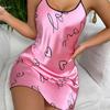 Camisón de seda de hielo con borde cruzado, falda sin mangas, falda de verano con tirantes, pijama sexy para mujer, ropa de casa fina estampada