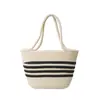 Bolso Pequeño Nuevo Tejido Bolso Cruzado Rayado Japonés Bolso Tejido de Paja Cuerda de Papel Bolso de Playa Ocio Bolso Tote para Viajar Bolso de Mujer Venta al por Mayor