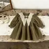 Vestido de otoño para niña estilo coreano, elegante vestido infantil, nuevo vestido de princesa con lazo de manga larga para bebés y niños pequeños