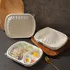 Caja de Almuerzo Desechable Biodegradable Tapa Alta Empaque de Tres Compartimentos Caja de Pulpa para Llevar Almuerzo Ensalada Caja de PP Engrosada