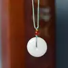 Jade Dorado Natural de Seda de Xinjiang Hebilla de Seguridad Candado de Seguridad Infantil Collar Colgante para Suéter de Hombre y Mujer Piedra de Jade Blanco Marca No Importa