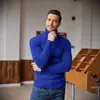 Suéter de Rayas Texturizadas para Hombre de Amazon, Tejido Cálido y Transpirable para Otoño e Invierno, Suéter de Cuello Alto Casual de Negocios
