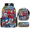 Mochila de liberación rápida transfronteriza de Spider-Man Set de tres piezas Dibujos animados para estudiante de primaria Mochila Escolar Mochila