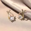 Pendientes de Plata de Ley 925 con Aguja Cruz de Zirconia para Mujer, Estilo Nuevo, Pequeños, Diseño Exquisito y Versátil, Pendientes Populares de Gama Alta