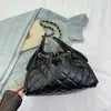 Bolso Cubo Acolchado con Cadena Estilo Tweed Simple para Mujer Verano 2025 Nuevo Bolso Cruzado Plata Negro