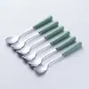 Tazas de Almacenamiento de Tenedores de Fruta de Cerámica de Lujo Ligero Alto Valor de Color Juego de Cubiertos de Acero Inoxidable Tenedor de Fruta Tenedor de Mesa para el Hogar