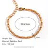 Europeu e Americano Simples Personalizado Liso Corrente Corrente de Cintura Conjunto Joias Aço Inoxidável Banhado a Ouro 18K Corrente de Caixa Longa Colar Pulseira para Mulheres