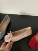 Primer Encuentro Zapatos de Mujer de Altura Creciente Estacionales Primavera/Verano Lazo Suave Zapatos Planos Amarillos Zapatos de Ballet Zapatos de Noche Zapatos Bajos