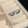Aço titânio 316L cobre incrustado com diamantes haste reta três brincos de pressão de zircônia 8mm diâmetro interno brincos de pressão design de nicho feminino brincos de pressão de personalidade orelha