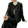 Ropa de mujer, estilo coreano Dongdaemun, chaqueta de tweed de moda de alta calidad, abrigo de lana de corte holgado