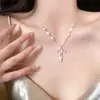 Collar de Estrella con Lazo de Perla para Mujer Verano Lujo Ligero Nicho Accesorios Decorativos 2025 Nuevo Estilo Popular Cadena para Clavícula Tendencia