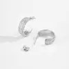 Pendientes Populares Transfronterizos Completamente Incrustados en Diamante con Forma de C, Pendientes Clásicos de Hip-Hop Europeos y Americanos para Hombres y Mujeres, Pendientes de Aro Personalizados Universales para Mujeres