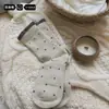 Meias Fofas de Renda com Bolinhas Femininas Algodão Puro Meia de Cano Médio Primavera e Outono Estilo Academia Japonesa Meias de Algodão Versáteis Outono e Inverno Meias Longas