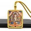Pingente Tanka Dourado Meio Pintado à Mão, Oito Budas Guardiões, Pingente Tanka do Buda do Nascimento, Colar Tanka Portátil Atacado