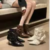 Primer Encuentro Verano 2026 Botas Plisadas Botas Ajustadas Punta Fina Tacón Fino Alto para Mujer Botines Adelgazantes Botas Martin Botas de Montar