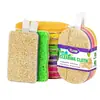 Estropajo para platos de pulpa de madera de lufa y algodón, estropajo viejo para ollas de lufa, almohadilla estropajosa de doble cara para limpieza y descontaminación de cocina al por mayor