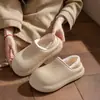 Bolsa impermeable y pantuflas de algodón para mujer 2026 Otoño Invierno nuevo estilo interior con felpa cálida antideslizante para el hogar suela suave zapatos de algodón para hombre